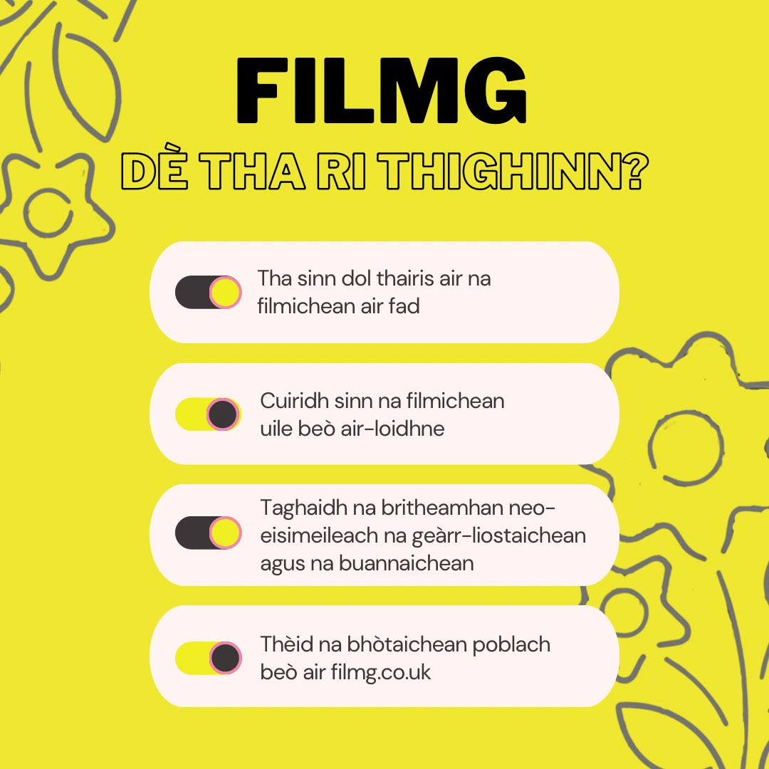 FilmGAlba's tweet photo. FilmG: what next?
🌙🍌🧀⚠️⭐️
1. We process the films
2. They go on our website for you to watch
3. Our independent judges choose the nominees and winners
4. The public vote opens online
#FilmG #Gàidhlig #Buidhe https://t.co/QYLRQl85xQ