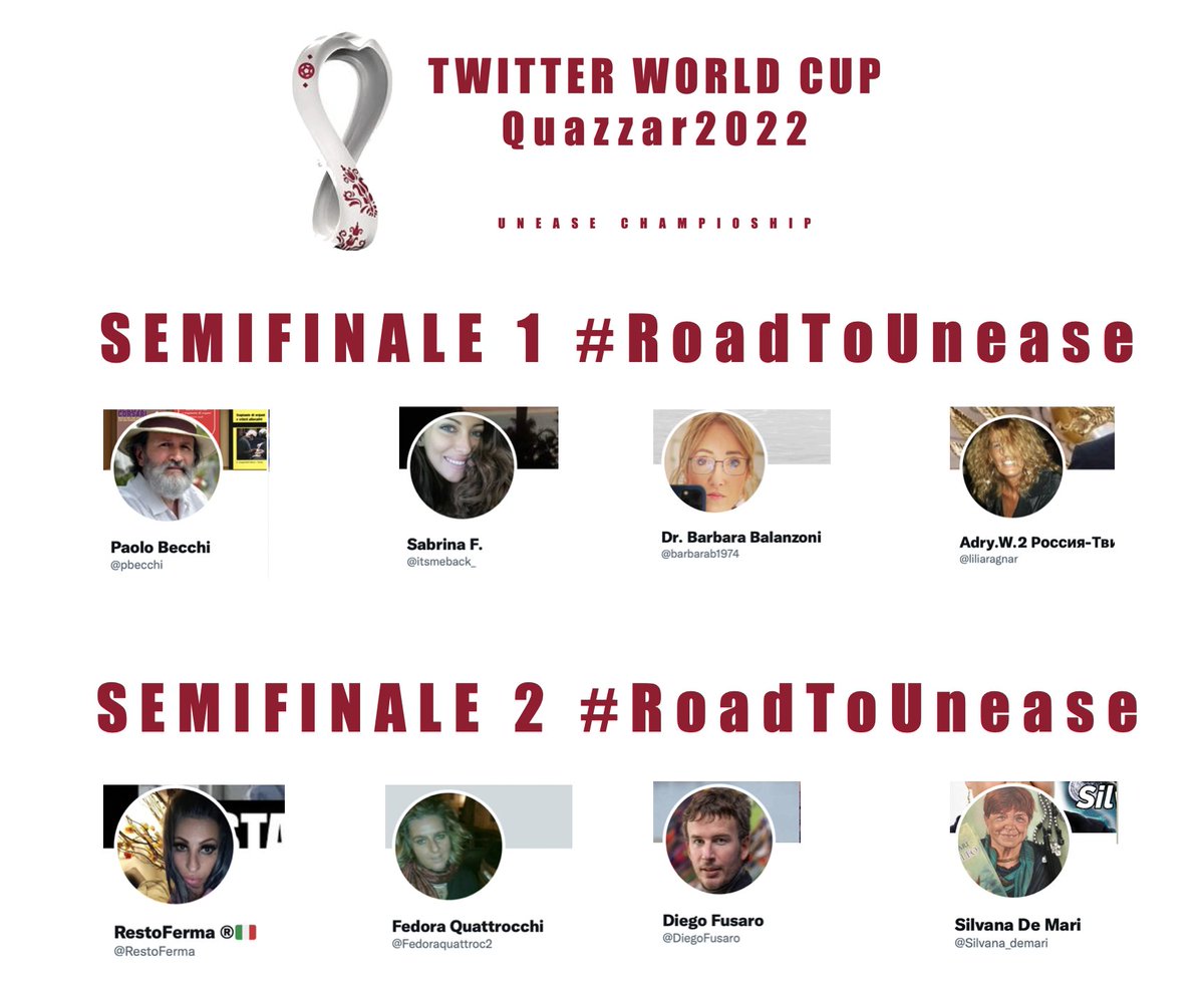 quazzar20221's tweet photo. SEMIFINALI 🏆⚽️💣💥
Vota i tuoi preferiti nei due sondaggi che seguono.
Il tuo voto è importante, da questo doppio confronto usciranno primo, secondo e terzo qualificato al #Qazzar2022 🏆⚽️
Hai tempo sino a domattina, quando l'arbitro fischierà l'inizio della #TheFinal 💥🏆⚽️ https://t.co/7a6vT2OQyC