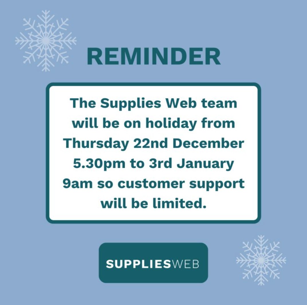 Just a little reminder that things will be slowing down so the team can enjoy some well-deserved time off!