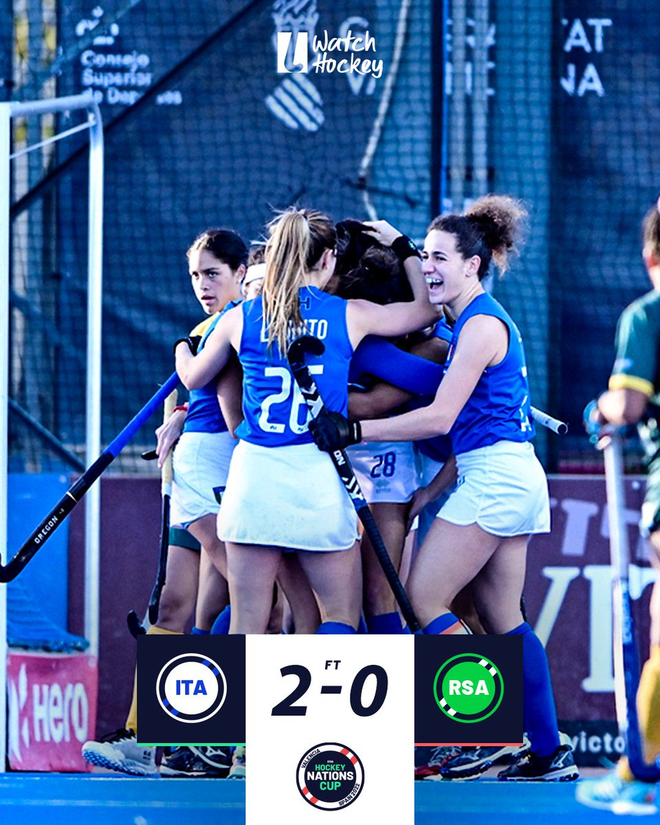 Full-Time: Italy 2-0 South Africa

Sublime defence sets up an impressive Italian victory against South Africa. Italy will now play in the 5-6 place match tomorrow. South Africa will play in the 7-8 place match. 

📲 Watch every #FIHNationsCup game live on Watch.Hockey