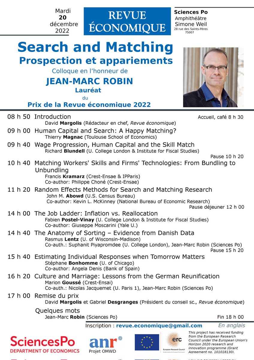 MarionGousse's tweet photo. A very well deserved award for my PhD advisor, Jean-Marc Robin ! Very happy to celebrate with him at this great workshop next tuesday at Sciences Po! 🍾 Still can register ! @RevueEco @ScPoEcon @CrestUmr @Ensai35 https://t.co/GuIxTL79kw