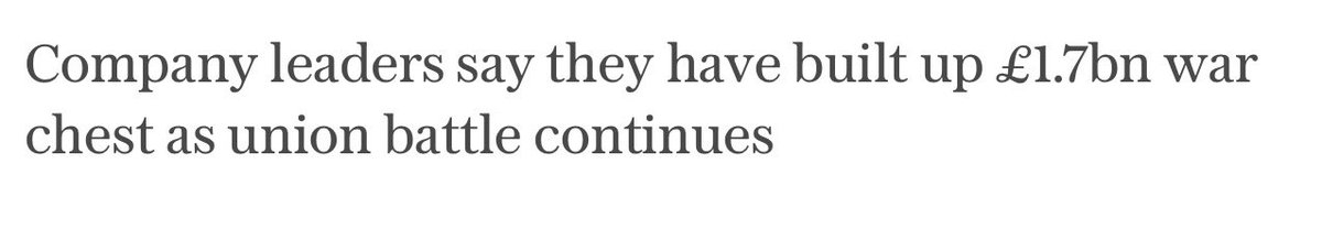 Royal Mail say they are in deep financial crisis but the Chair and CEO have briefed the Telegraph that they have a £1.7bn ‘war chest’ to smash the union and postal workers. 

This is an outright assault on our members and your postal workers. 

Pick a side. 

#StandByYourPost