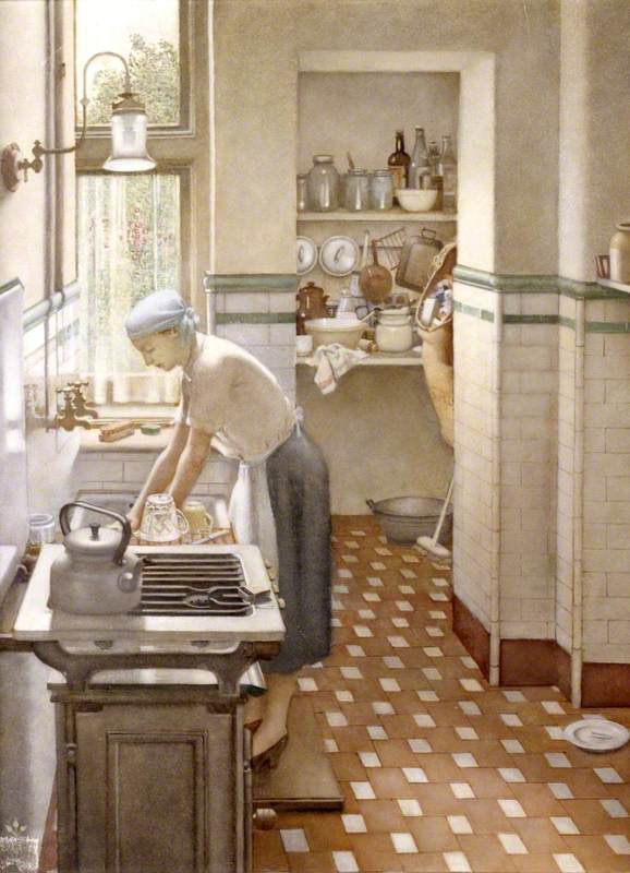 ArtGuideAlex's tweet photo. The Tiled Kitchen 1954 #HarryBush https://t.co/cfE5xCfqej