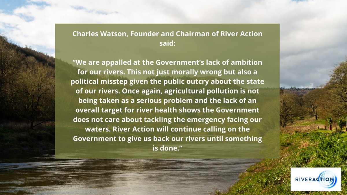 We are appalled at the lack of ambition shown in the #EnvironmentAct targets.

Agricultural pollution has not been taken as the serious threat it is and the failure to implement an overall target for river health shows a severe lack of care.

Full response from @watsonchas 👇