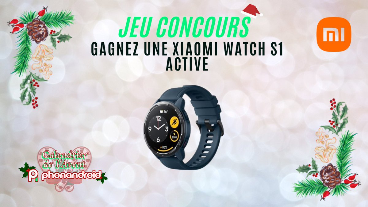 phonandroid's tweet photo. #Concours : tentez de gagner une Xiaomi Watch S1 Active !
 
Pour participer : 
☑RT
☑ Follow @phonandroid &amp; @XiaomiFrance  

Vous avez jusqu'au 17/12, 12h !  
Le gagnant sera tiré au sort et contacté en MP 

Bonne chance à tous ! 🍀 https://t.co/BExbDQnsoY
