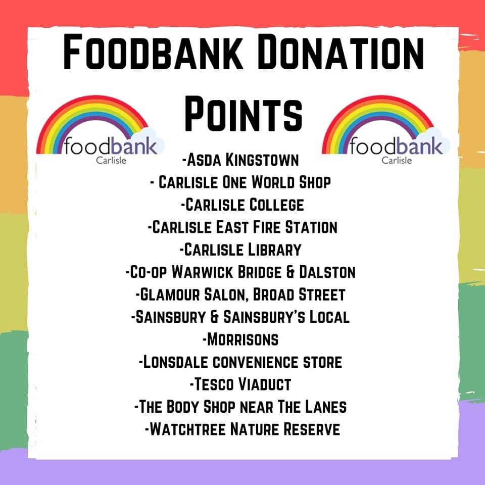 Dropping off a donation? 
Here’s a list of donation points. You can also donate direct to us at West Tower Steet!🎄#Carlisle #foodbank