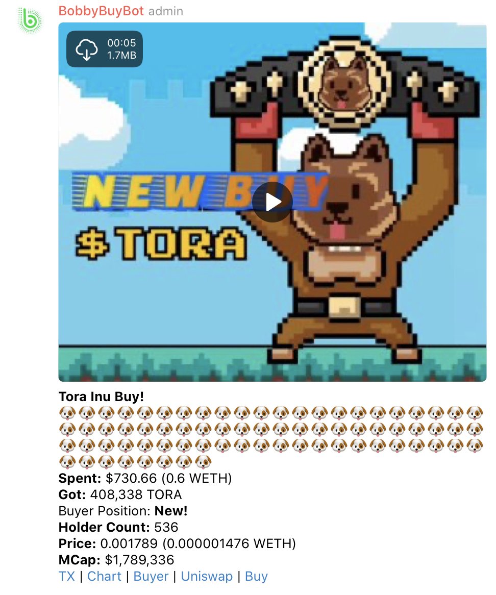 🐶Let's go #ToraInu $TORA !

🚀The pump has begun and the community is coming together in an amazing way. 

⭐️We hope to have listings very shortly and some bullish news coming. 

📢TG marketing and calls over the weekend. 

t.me/torainucoin