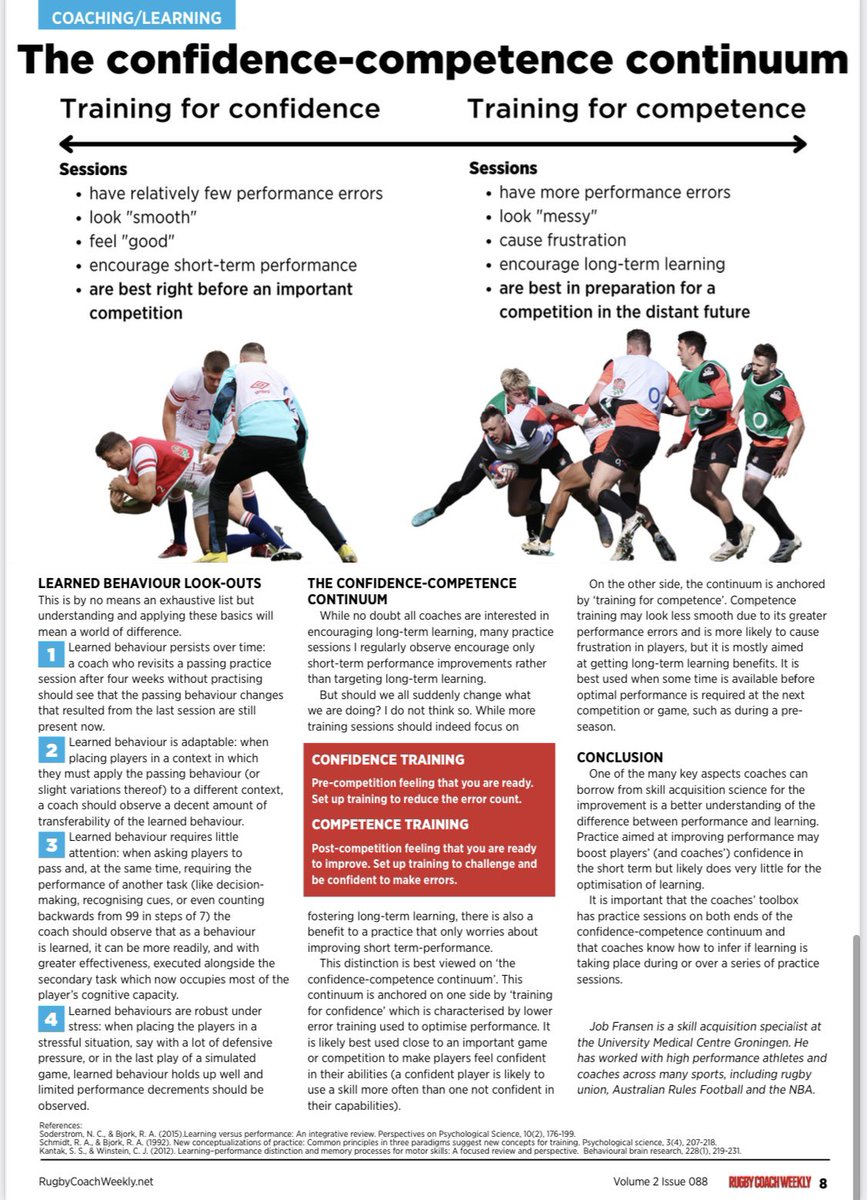 Job Fransen (@jobfran3) on Twitter photo I worked with <a href="/Dan_Cottrell/">Dan Cottrell</a> at <a href="/RugbyCoachWeek/">Rugby Coach Weekly</a> to outline a clear distinction for coaches between sessions aimed improving performance and those aimed at improving learning, and when each type of session could be useful. You can find it here: rugbycoachweekly.net/rugby-coaching… 1/2 I worked with <a href="/Dan_Cottrell/">Dan Cottrell</a> at <a href="/RugbyCoachWeek/">Rugby Coach Weekly</a> to outline a clear distinction for coaches between sessions aimed improving performance and those aimed at improving learning, and when each type of session could be useful. You can find it here: rugbycoachweekly.net/rugby-coaching… 1/2
