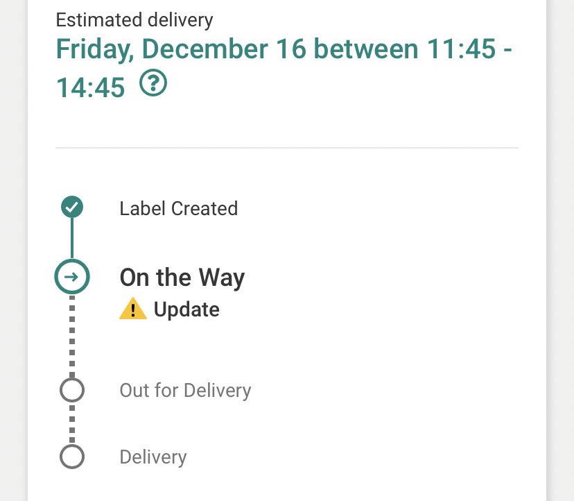 Hi <a href="/UPS_UK/">UPS UK</a> what does the update with a ! mean? Cannot find any additional info on this 🤔 also the estimated delivery has changed the the current day every day since Wednesday. I need this delivered by tomorrow 🙁