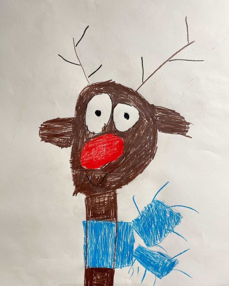 this bird site has a lot of bad and dismal things going on right now, but my son, special needs, 19, made this drawing of Rudolph the Red-Nosed Reindeer. Enjoy.