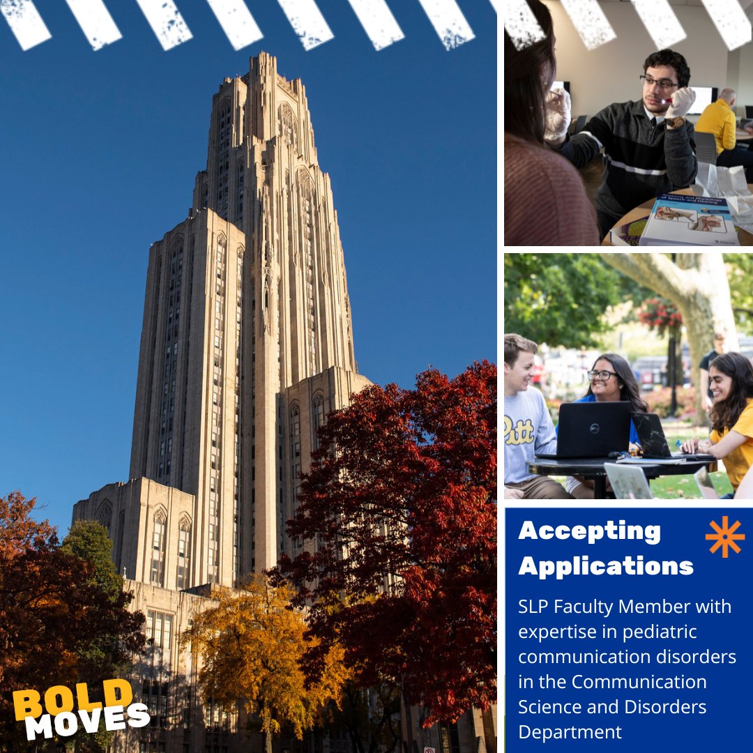 #PittCSD is accepting applications for a SLP Faculty Member with expertise in pediatric communication disorders!  #PittSHRS 

Apply here: cfopitt.taleo.net/careersection/…