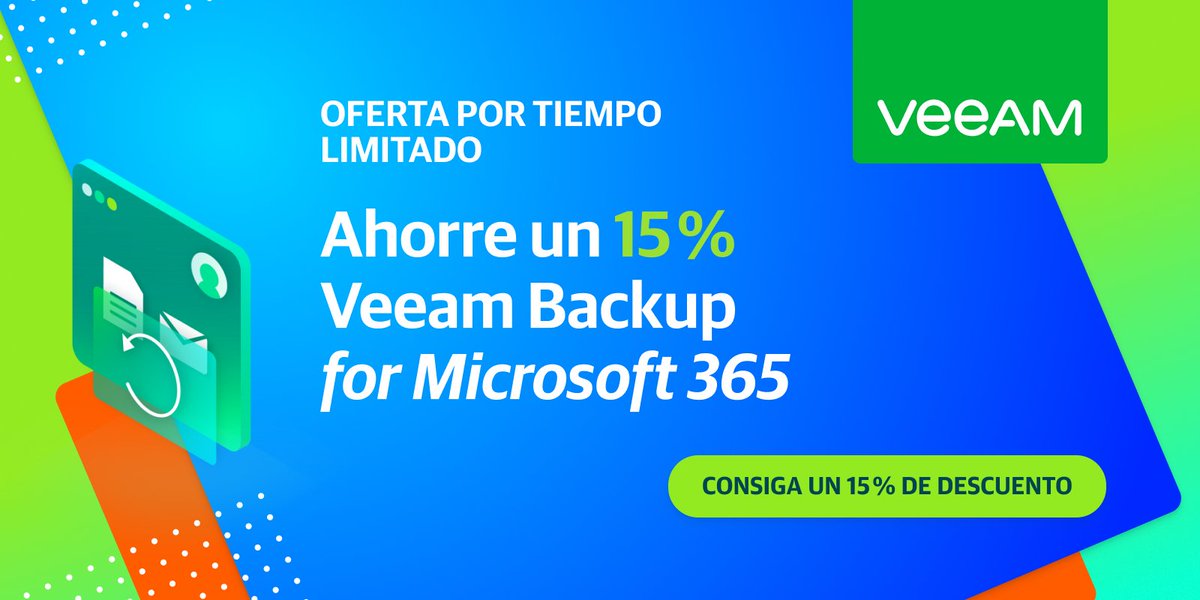 OCM_IT's tweet photo. Proteja sus datos de #Microsoft365 y ahorre. Empiece con la solución de backup y recuperación n.° 1 para Microsoft 365 de #Veeam. �� ¡Descubra cómo ahorrar un 15 % con una oferta por tiempo limitado! https://t.co/Y881rkPms7. https://t.co/xC1EgW9wGR