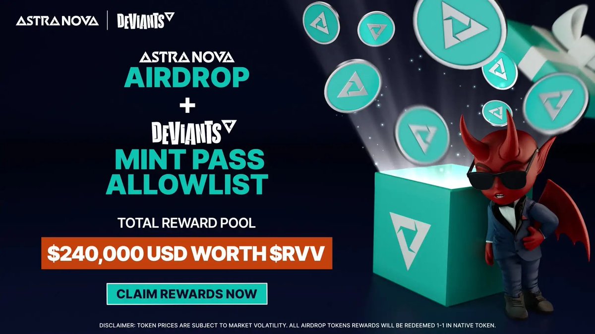 New airdrop: Astra Nova (RVV)
Total Reward: 30 Million RVV
Rate: ⭐️⭐️⭐️⭐️
Winners: 20,000 Random
Distribution: TBA

Airdrop Link: t.me/airdropinspect…

#Airdrop #Airdrops #Airdropinspector #Hedera #AstraNova #RVV #Crypto #Bitcoin