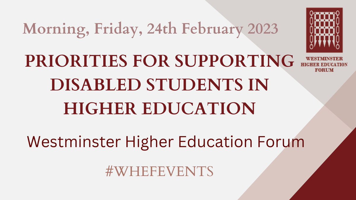 wfpevents's tweet photo. Are you interested in Priorities for supporting disabled students in higher education ? 

Join @WHEFEvents on the 24th February to discuss this with speakers including @SU_Disabled @nickyturner74 @GabrielCavalliP @VCwlv_uni @GuildDSO !

More information: https://t.co/HFyNu6Aalp https://t.co/DPWKwuik2l