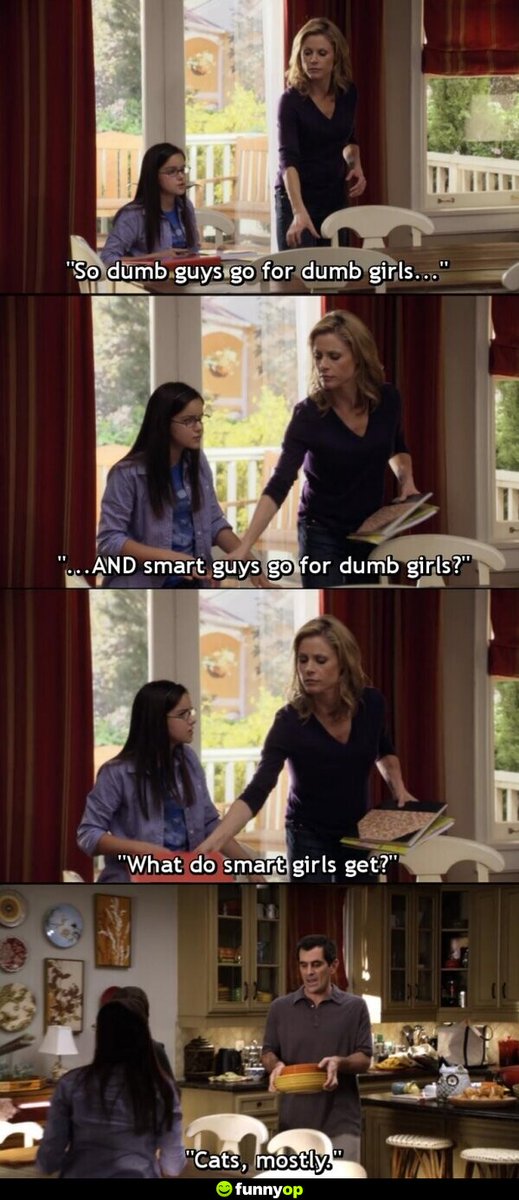 funnyop_memes's tweet photo. A Modern Family lesson

#cats #smartguys #smartgirls #smart #intelligence #ModernFamily #cat #memes https://t.co/mxaqDrwG5p