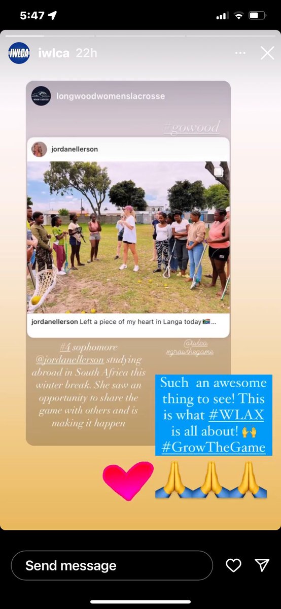 springs_time's tweet photo. 🔥 How awesome is this!!! Jordan Ellerson (Former Hawk GLAX and current Longwood University player) growing the game 🥍  while in studying abroad in South Africa over winter break‼️ https://t.co/5Fmh8Ezxjs
