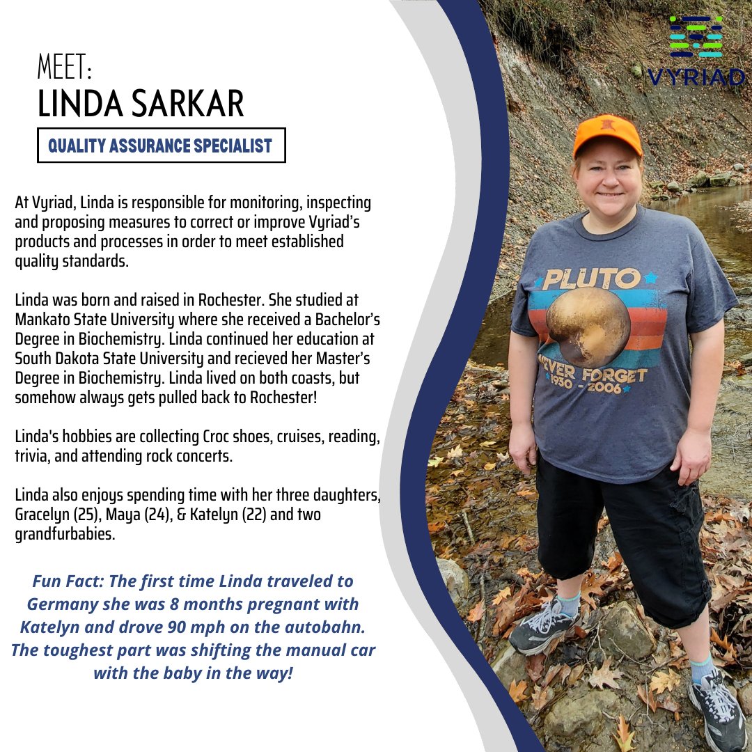 This month's Employee Spotlight: Linda Sarkar

#Vyriad #EmployeeSpotlight #EmployeeAppreciation #Biotechnology #Oncolytic #Virotherapy #clinicaltrials #CancerResearch #Custodian #employeeengagement #RochesterMN #Minnesota #Quality