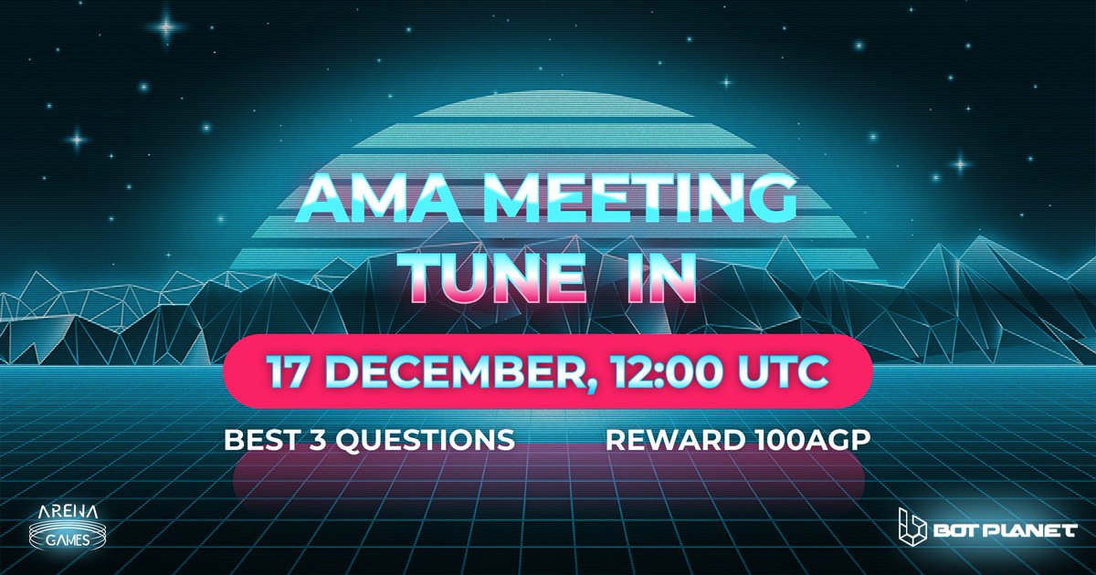 vs1_finance's tweet photo. ๐ฅ#AMA ALERT๐ฅ
Join #ArenaGames #AMA with @BotPlanet_
โฐ Date: 12:00 (UTC) on December 17th 2022
๐ AMA Venue: https://t.co/qIX2Q2ajXj
๐ฐ Total Rewards: 100 $AGP for the best 3 questions
๐ Feel free to ask any questions about @BotPlanet_
#AMA #Web3 #crypto #P2E #GameFi https://t.co/1qyntIayyo