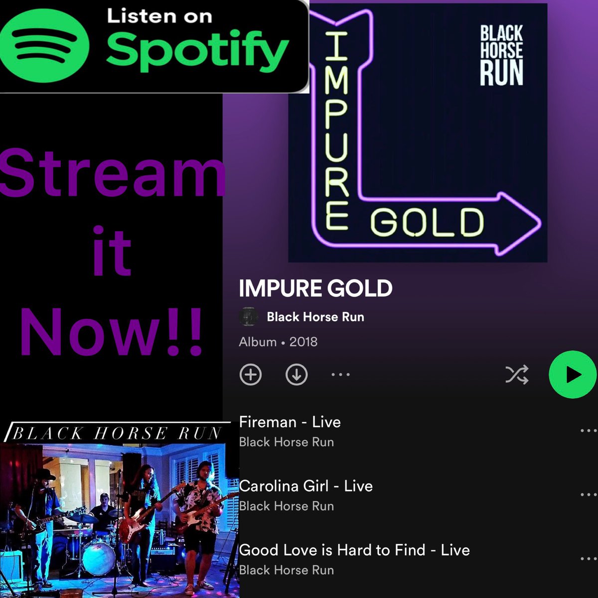 __ESMG's tweet photo. #southernrockers 🔥🔥🔥#ImpureGold OUT NOW ON ALL DIGITAL PLATFORMS!!
Artist: Black Horse Run
Album: Impure Gold (2018)
#spotifybhr https://t.co/VV47rqPoWv
#BlackHorseRun #ImpureGold #rock #southernrock #rockband #raleighnc #nashville #nashvillemusicscene #majorlabels #ESMG https://t.co/GsR57dlubw