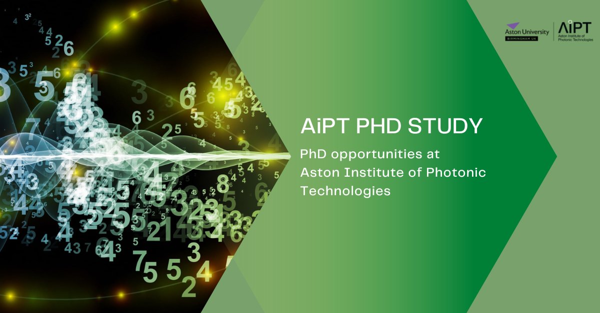 Check the #AstonPhotonics webpage, with numerous fully funded #PhD opportunities in the area of  #Photonics, #OpticalCommunications, #MachineLearning etc.:

🌐phd.astonphotonics.uk

Joining one of the biggest and most dynamic photonics institutes in the UK.