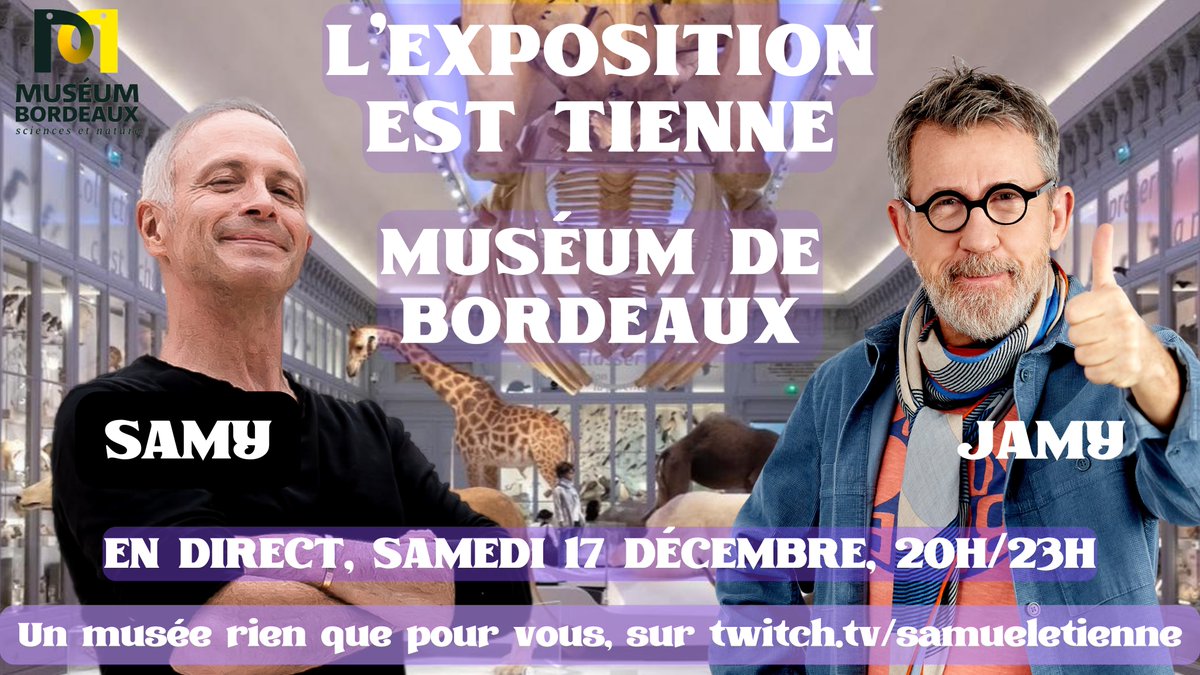 SamuelEtienne's tweet photo. Jamy et Samy dans un musée,
grande 1ère mondiale,
samedi 20H sur https://t.co/Ii9R8nTIPu https://t.co/kOaJUkm861