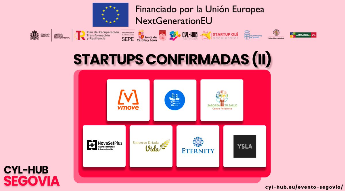CylHub's tweet photo. 🔴Las primeras #STARTUPS confirmadas que nos acompañarán en el evento de #CYLHUB en la provincia de #SEGOVIA durante los días 25 y 26 de #ENERO 🗓️
No dejes escapar esta oportunidad y registra tu #STARTUP de forma #GRATUITA en: https://t.co/WAD8E0WPOU https://t.co/fgSld0GT3K