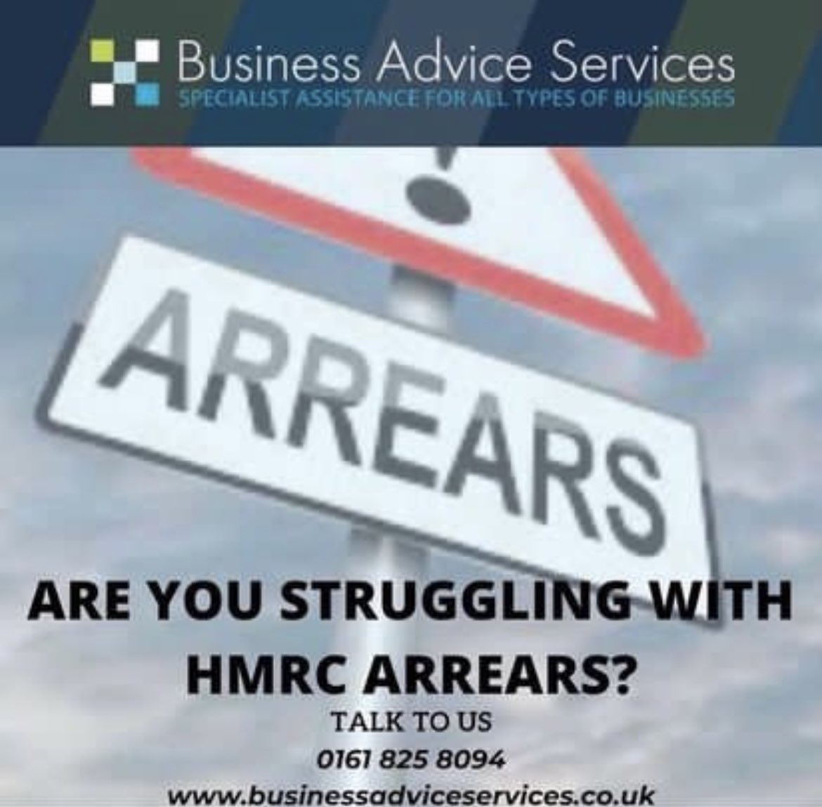 services_advice's tweet photo. Are you behind with HMRC? (VAT/PAYE) 

We are experts in negotiating with HMRC long payment plans and discussing numerous different options to help your business settle any arrears and get back on track 

Speak with one of our friendly experts today 

0161 825 8094 / 07855101010 https://t.co/khM60uuqBm