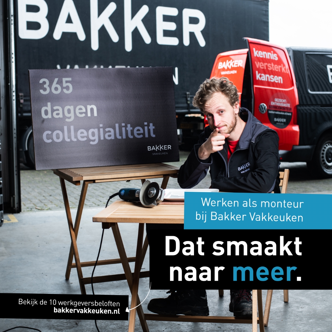 Werken als monteur bij Bakker Vakkeuken? Bij ons in Berlikum kom je terecht in een team vol handige Harries en gezellige collega's. Je wilt (bijna) niet meer naar huis aan het eind van je werkdag. 𝗗𝗮𝘁 𝘀𝗺𝗮𝗮𝗸𝘁 𝗻𝗮𝗮𝗿 𝗺𝗲𝗲𝗿! 

▶️ bakkervakkeuken.nl/werkenbij