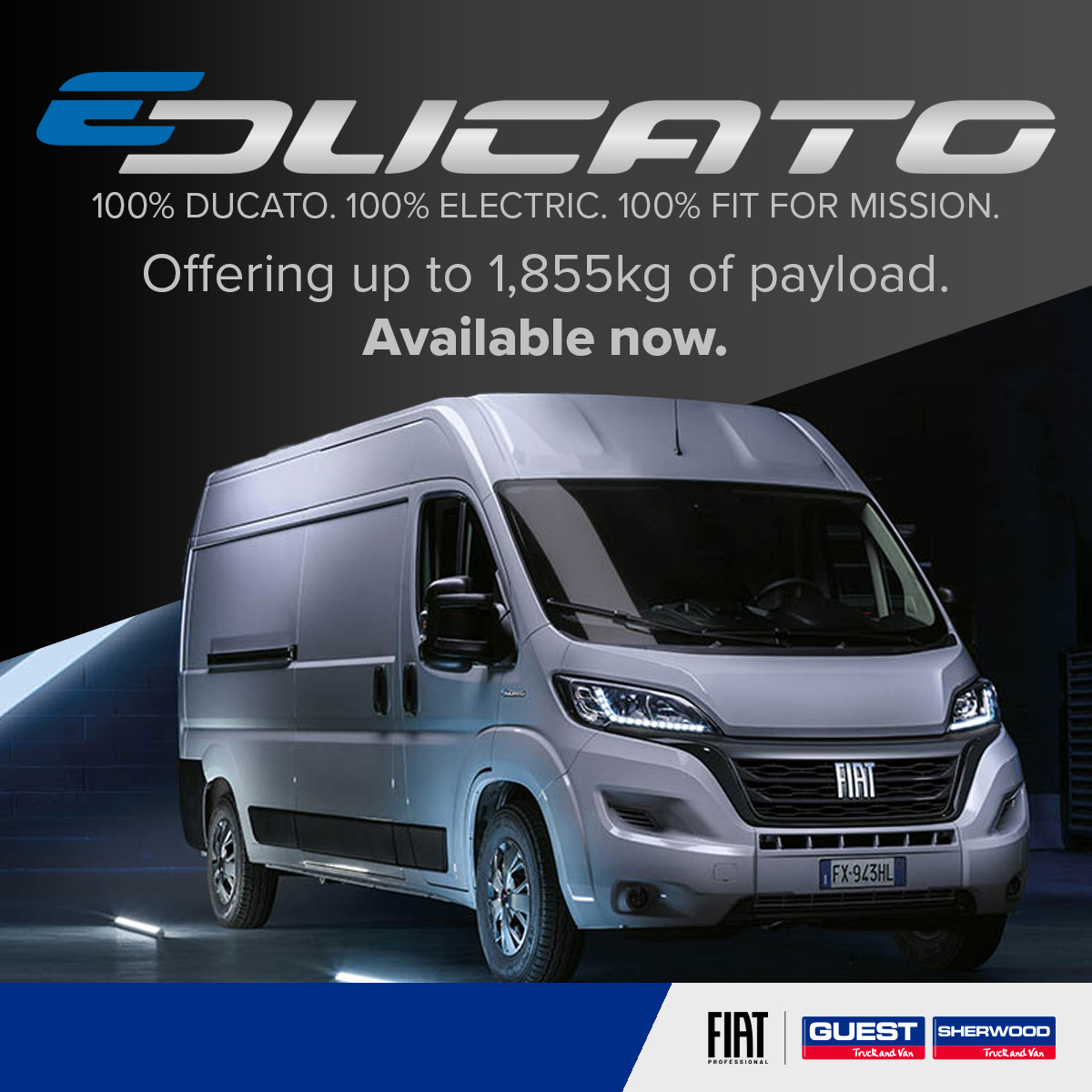 The Fiat eDucato offers up to 1,885kg of payload. 
Call our sales team on 0121 553 2737 to find out more.

#guest #sherwood #fiat #fiatprofessional #van #fiatfiorino #fiatdoblo #fiattalento #fiatducato #fiateducato #fiorino #doblo #talento #ducato #educato #AProLikeYou