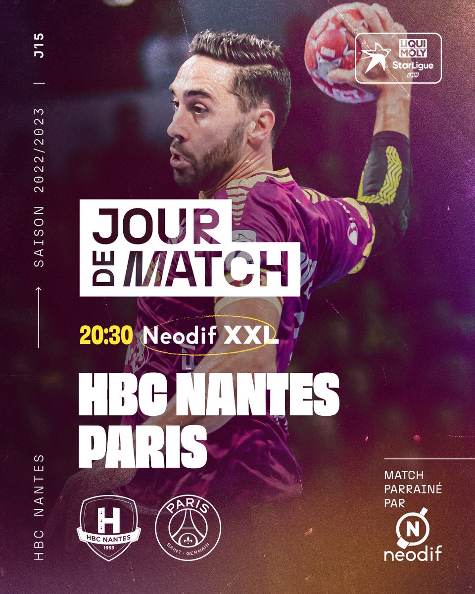 HBCNantes's tweet photo. 🔥 #JourDeMatch
🏆 Journée 15 - Liqui Moly StarLigue
🆚 PSG Handball
⏰ 20h30
🏟️ Neodif XXL (Parc des Expositions de la Beaujoire)
📺 BeIN SPORTS 1

#HBCNPSG | #SagaXXL https://t.co/9VePDGlpZq