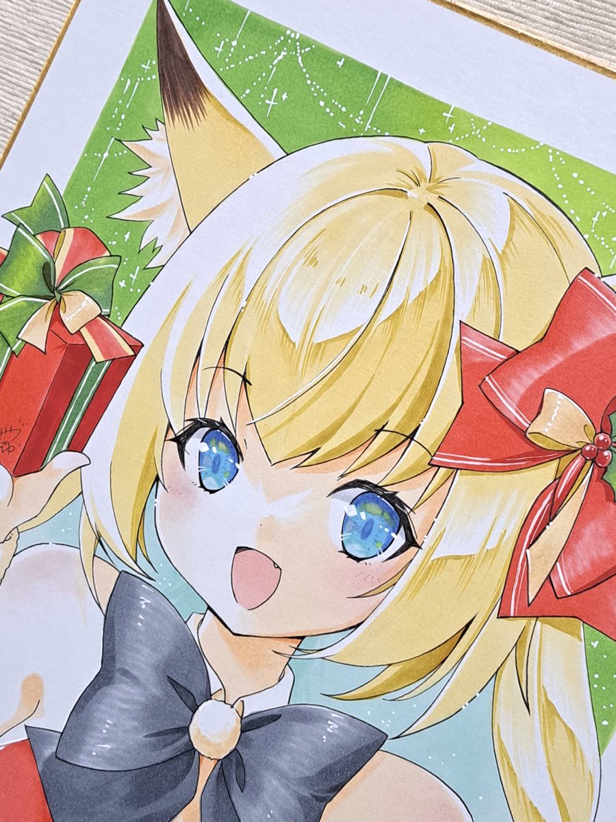 「BOOTHにクリスマス狐ちゃん大色紙2枚追加しました。ミニ色紙と併せてお迎えお待」|ささつゆ🦊5/5【COMITIA144】H28b📚5/6【A40】参加のイラスト