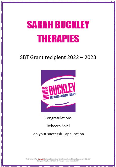 BeccaShiel's tweet photo. Absolutely thrilled to be a recipient of the @SBSpeechTherapy grant this year! 🎉 The support and opportunities that come with this are going to be so beneficial when applying for my #NQP #SLT role 🗣️ Utterly ecstatic 💫 Thank you! 🌟 https://t.co/qUN3xBN2qO