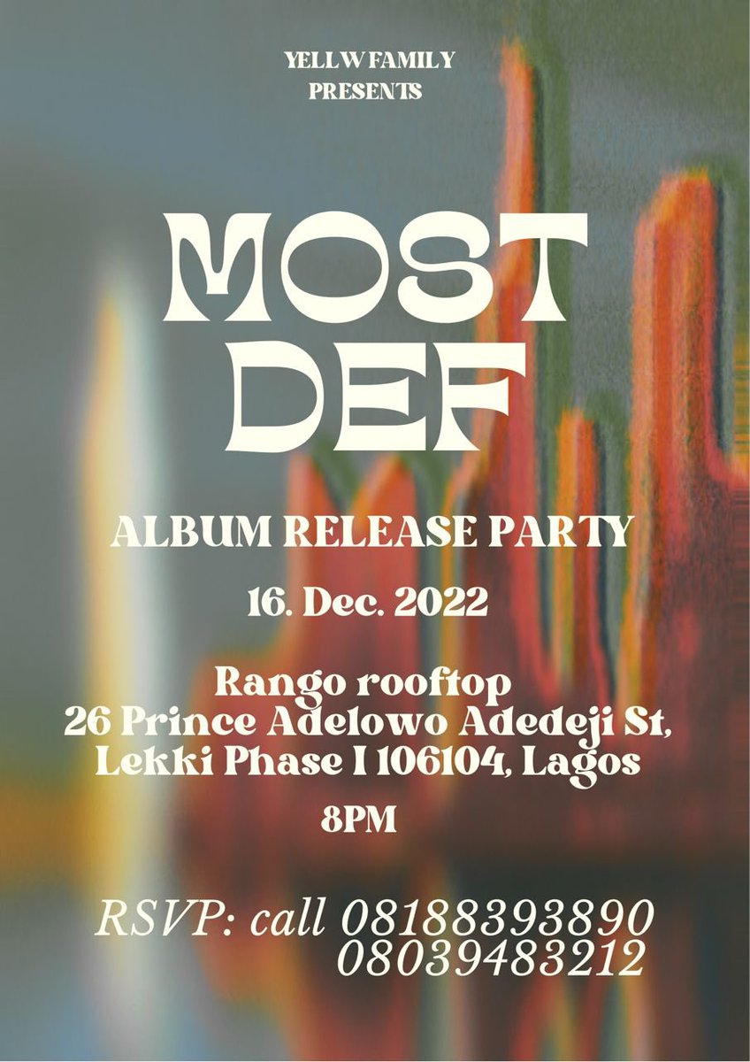 Kaylu2Hard's tweet image. Out tonight with the whole gang for @yellwfamily’s album release party for our new tape, Most Def 😌✨
Time: 8pm
Location: Rango Rooftop Lounge, Lekki Phase 1. 
Everyone’s invited to pull up! Let’s get lit 🔥  #MostDef