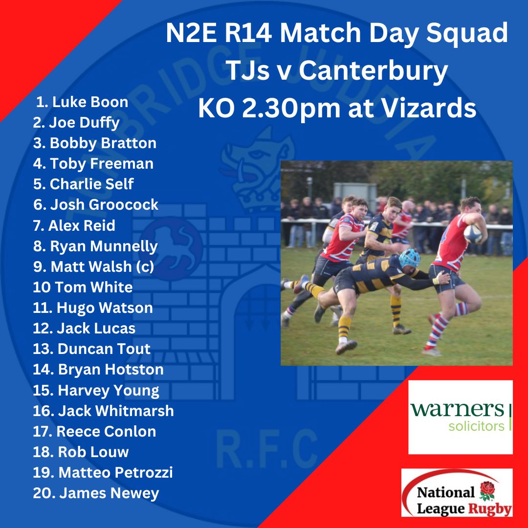 TJRFC's tweet photo. Here's our N2E squad for tomorrow's game at Vizards. Volunteers to help to further clear pitch welcome today from 1pm onwards #COUTJs https://t.co/SKU9XMX8Vh