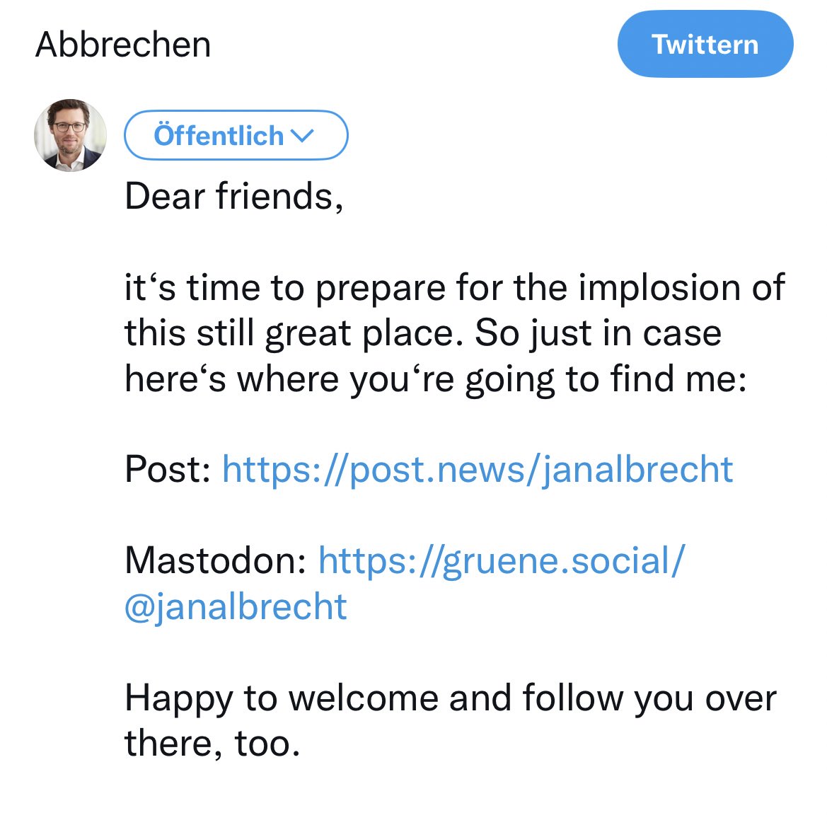 JanAlbrecht's tweet photo. So #twitter is blocking me from posting this tweet. That‘s unfortunately the end of it. 🪦 https://t.co/zvvDjn0TgZ