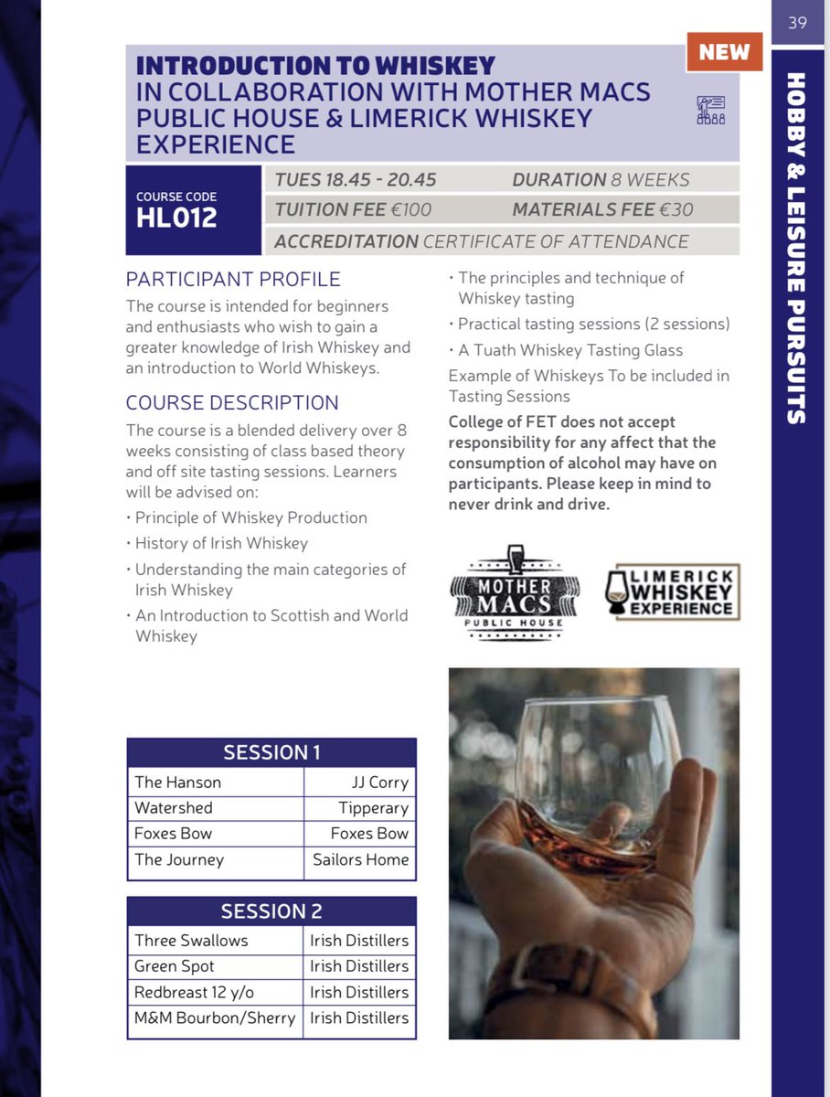 mothermacspub's tweet image. We are delighted to be involved in this course “Introduction to Whiskey” with support from @LmkWhiskeyExp and run in partnership with @LCFE_Campus 

For further details click the link below 👇

lcfe.ie/wp-content/upl…
