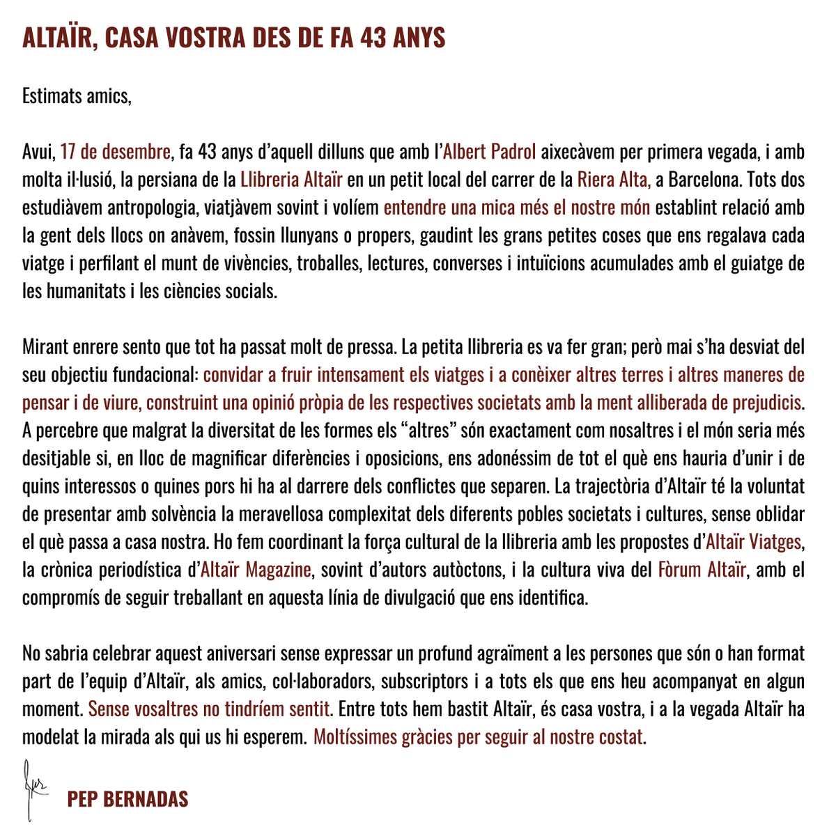 altairviatges's tweet photo. Avui estem de celebració!

El 17 de setembre de 1979 naixia Altaïr. Quaranta-tres anys després, continuem viatjant per anar més lluny amb tots vosaltres.

Mil gràcies per acompanyar-nos tot aquest temps, us convidem a continuar fent camí junts😄

Visca els llibres i el viatges! https://t.co/yslnOPIYef