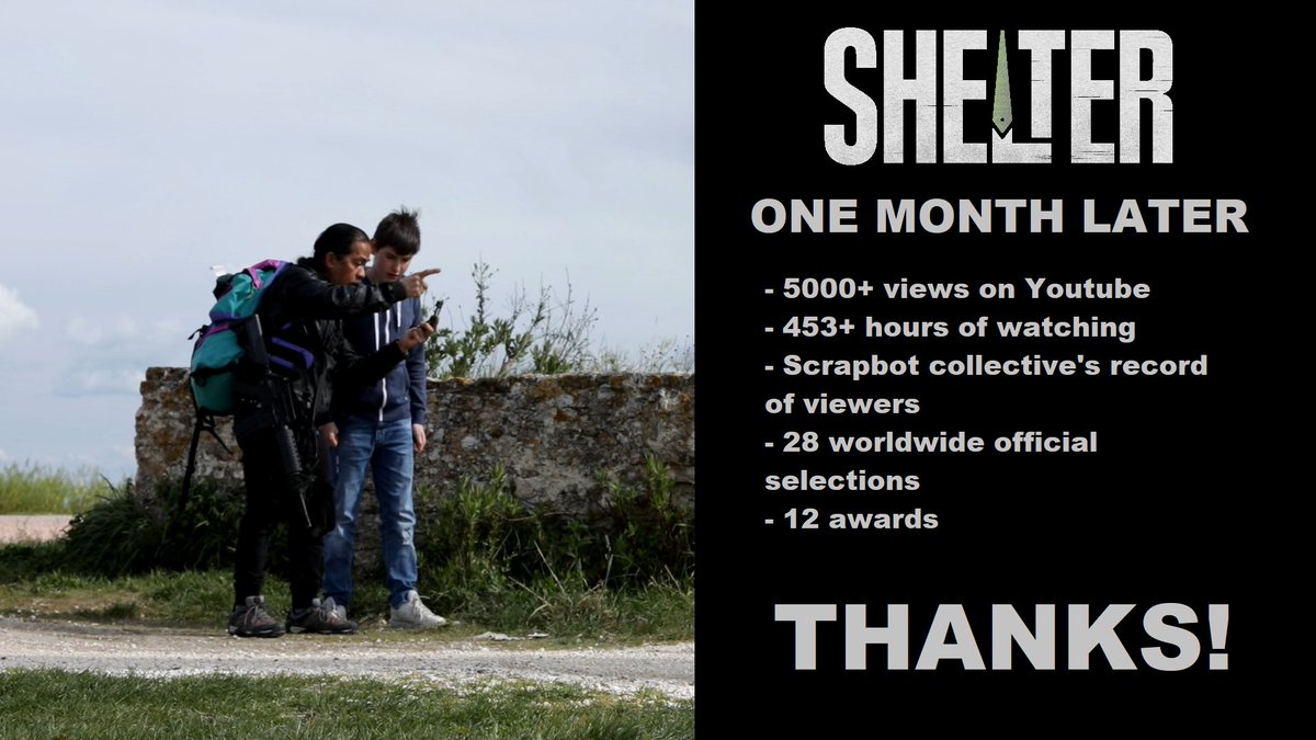 ScrapBotProd's tweet photo. We are proud to share with all of you some data from the first month since the release of #Shelter, our last #shortfilm!
You can watch the full trailer here:
@YouTube https://t.co/7F9AIImH8r
@Vimeo https://t.co/Hnr3N04QC2

#scifi #CinemaUpdate #cinematic https://t.co/lazFhcdyS0