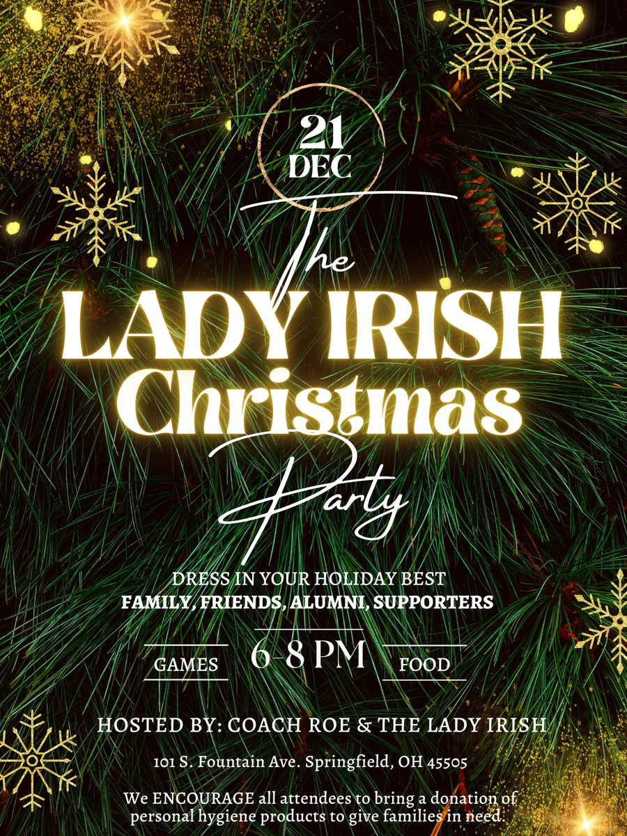 We are excited to ANNOUNCE our 1st Annual Lady Irish Holiday Party!
