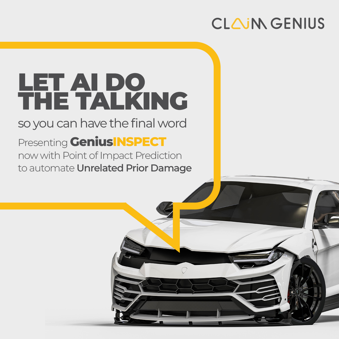 ClaimGenius's tweet photo. GeniusINSPECT’s latest capability, Unrelated Prior Damage is here with Point of Impact Prediction, so that the estimates you get are as accurate as they can be. Get estimates with #EnhancedAccuracy and #ClaimTheFuture now!
#AI #GeniusAI #ClaimGenius #GeniusINSPECT #Impact https://t.co/pDkzUgONPD