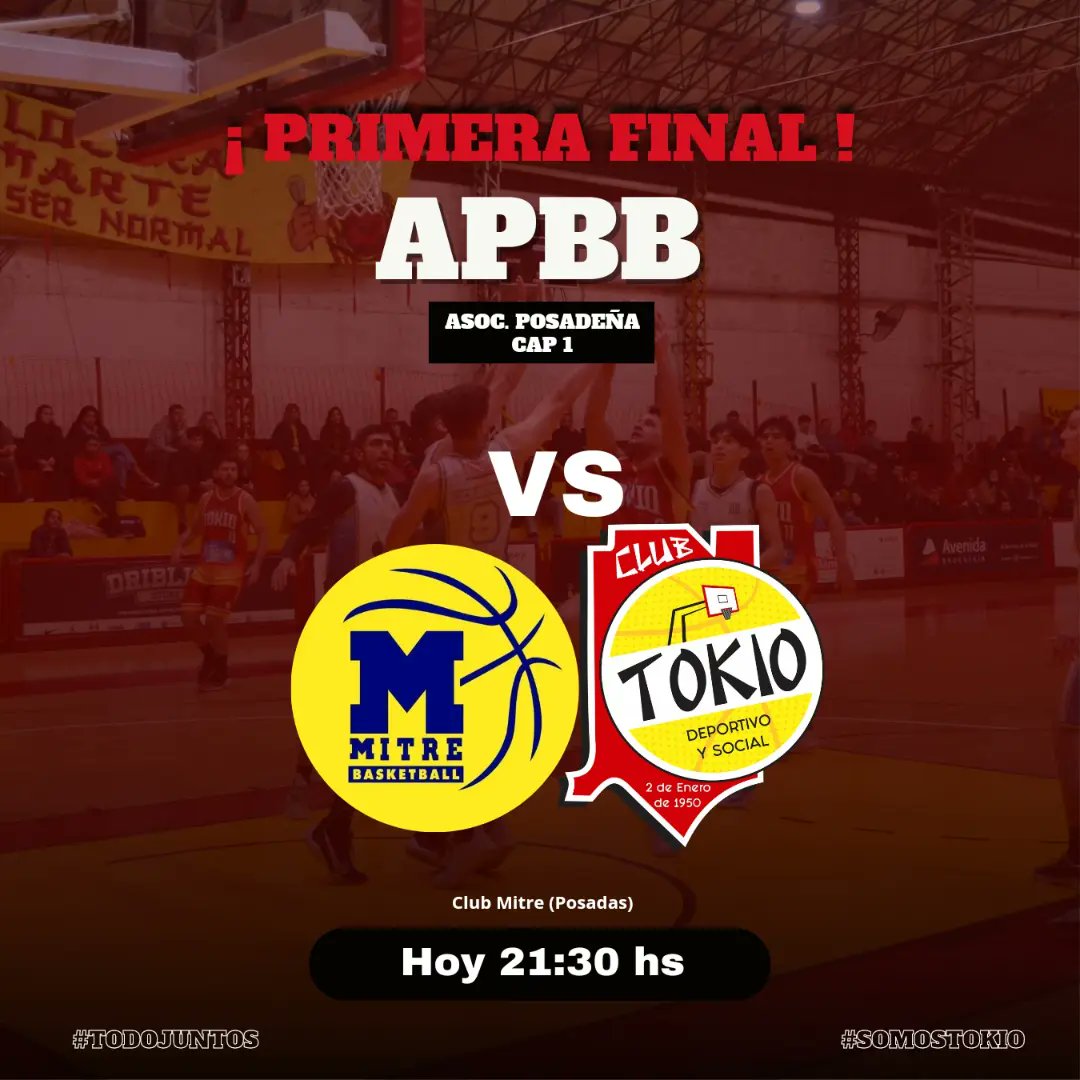 clubtokioo's tweet photo. 🏆 Se juega la final 🏆

#APBB | FINAL | Juego 1
🏆 #MITRE vs #TOKIO
📍 Club Mitre Posadas
⏱️ 21:30 hs

¡ VAMOS LOS PIBES, VAMOS TOKIO !

#SomosTokio #Final #APBB #basquetball #SiempreTokio https://t.co/vhvi0Il7dR