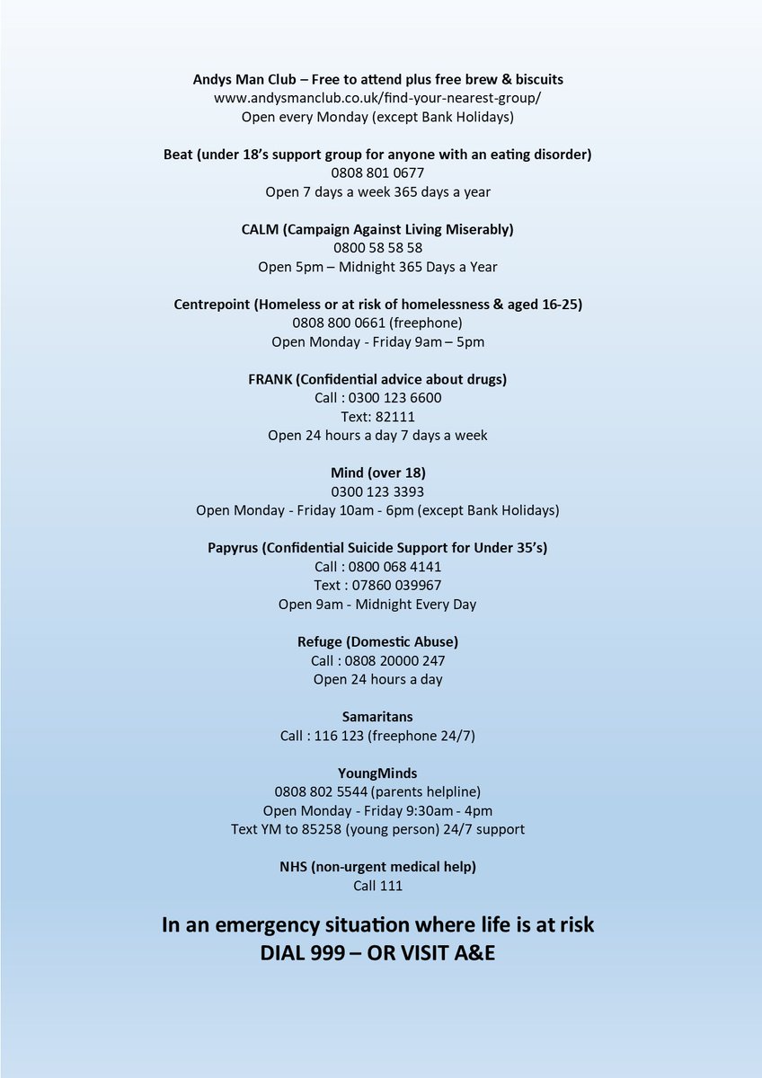 If you, or someone you know needs any help/support during or after Christmas, the following contacts may help.
#itsokaytotalk #help #support
