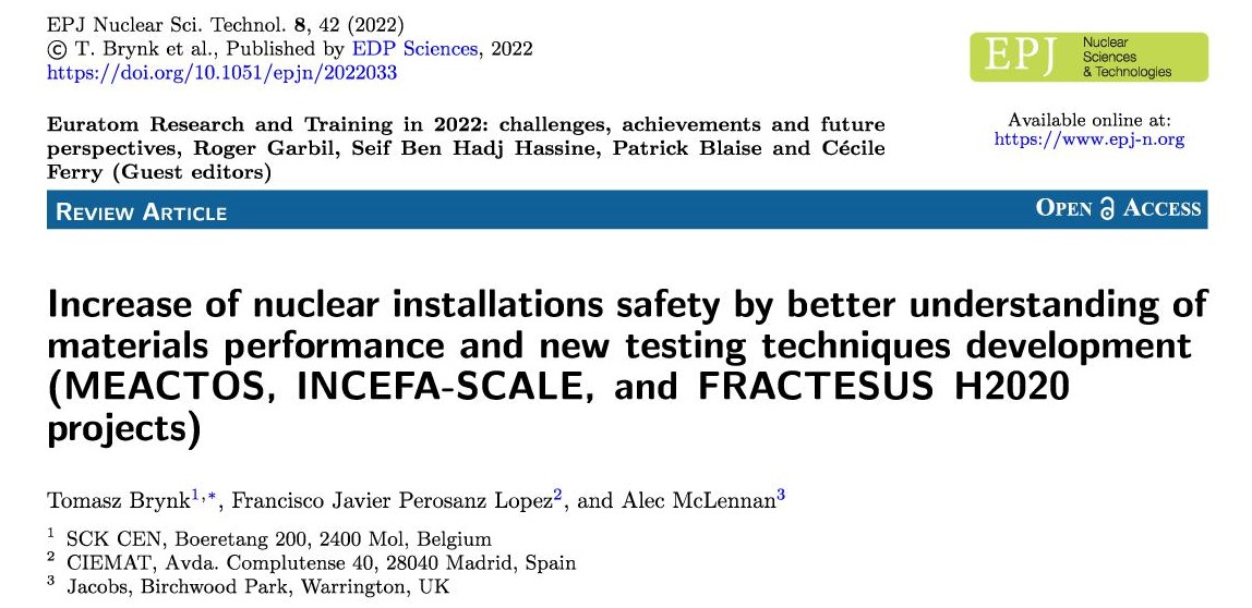IncefaScale's tweet photo. 🆕#OpenAccess: "Increase of #nuclear installations #safety by better understanding of #materials performance and new testing techniques development (#Meactos, #IncefaScale, and @fractesus)". Via EPJ N, @EDPSciences.

➡️https://t.co/NknwER8GBP

#H2020 #Euratom #FisaEuradwaste22 https://t.co/faFM1sGnx6
