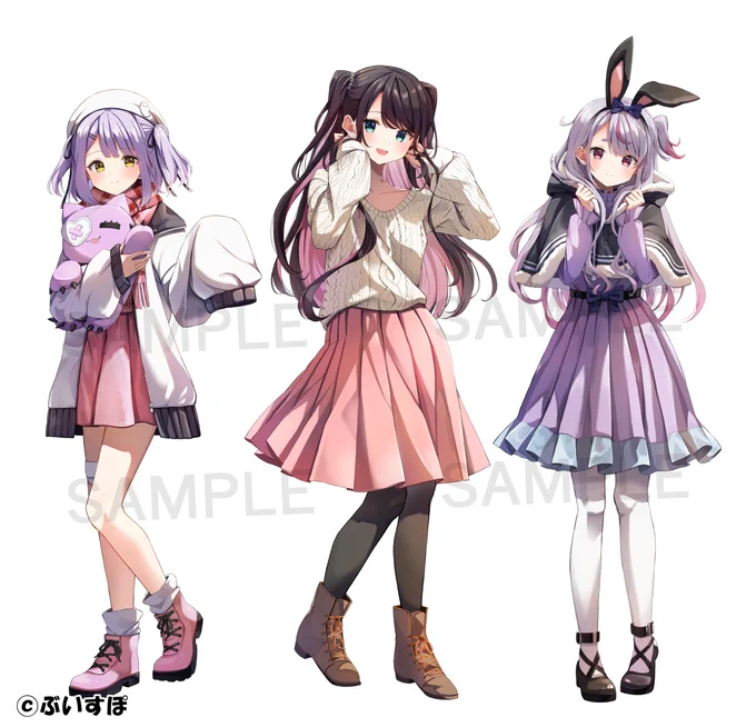#C101 コミックマーケット101 #ぶいすぽ冬コミ2022 にて頒布される【紫宮るな/花芽なずな/兎咲ミミ/花芽すみれ/胡桃のあ/猫汰つな (敬称略)】のグッズイラストを描かせていただきました。よろしくお願い致します! 
