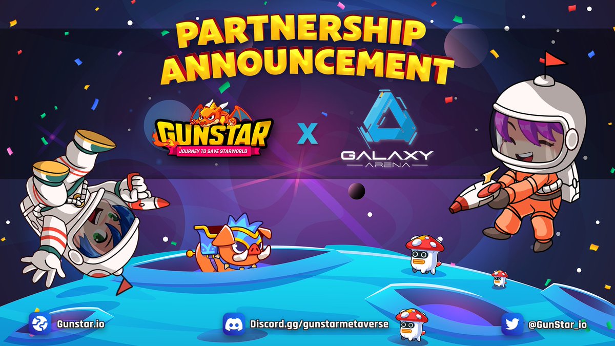 🤝 Congratulations on the new partnership of Gunstar Metaverse with @galaxyarena_io ✍️ Details: blog.gunstar.io/new-partnershi… #Gunstar #Metaverse #JourneyToSaveStarWorld #RaidBoss #esportsfi $GSTS $GSC #PlayAndEarn #FreeToPlay #BuildonBNBChain #BNBChain