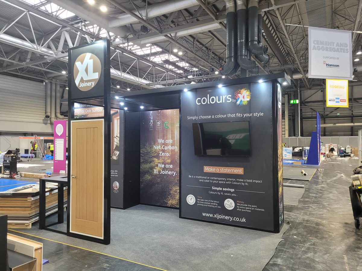 Stands for <a href="/everbuild/">Sika Everbuild</a> &amp; <a href="/XLJoinery/">XL Joinery</a> up yesterday at #JewsonsLive - Both great examples of our modular frame, built quickly, easily refreshed with new fabric graphics &amp; room for TV's!
To discuss your new exhibition stand for 2023 call 01977 683300 or email studio@vecodisplay.co.uk