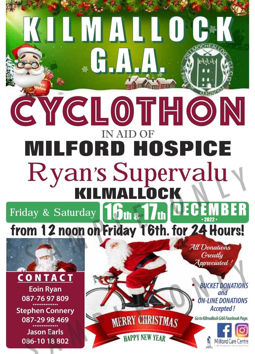And we are off . Our first cyclists kick off our 24r Cyclthon all in aid of Milford Care Centre. If you are at <a href="/ryanssupervalu/">Ryan's SuperValu</a> today give a shout in and show your support . Out donate at the link below <a href="/MilfordCare/">Milford Care</a>
You can donate at the following link