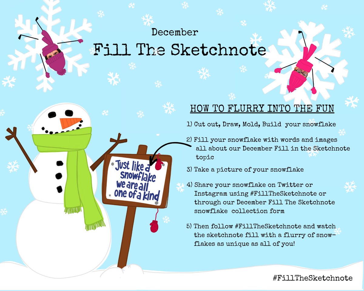 ❄️ “Just like snowflakes we are all one of a kind”. Create your snowflake, share with it what makes you unique and be a part of all the December #FillTheSketchnote flurry of fun!! bit.ly/SubmitToFTSN 😀 campsite.bio/passthesketchn…