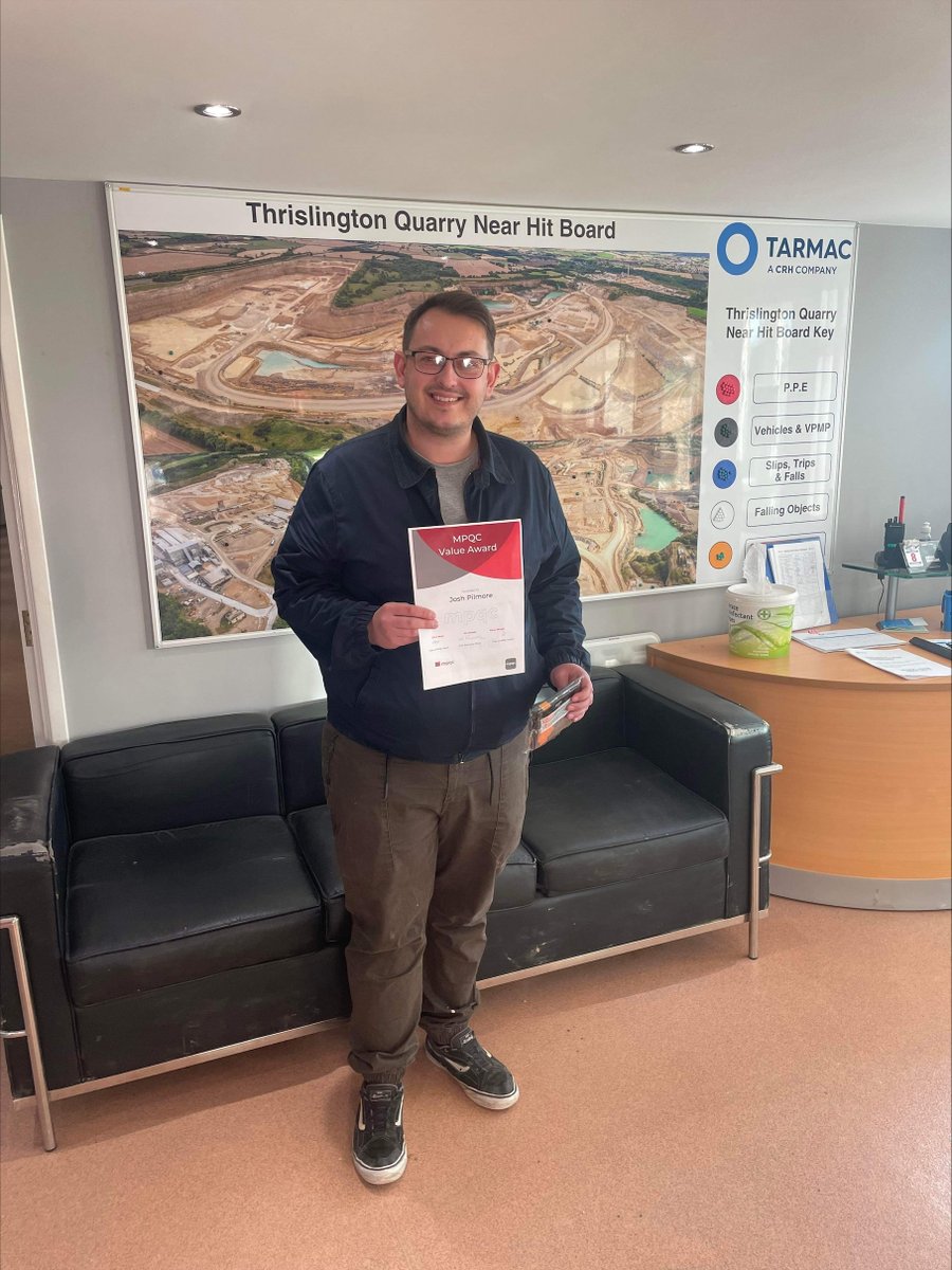 A well-deserved <a href="/MPQC_/">MPQC</a> value award to Josh Pilmore, <a href="/TarmacLtd/">Tarmac</a>, Thrislington, who collaborated with one of our trainers, transferring valuable knowledge to use in their role.  He went above and beyond with his industry passion, making a memorable experience.  Great work, Josh!