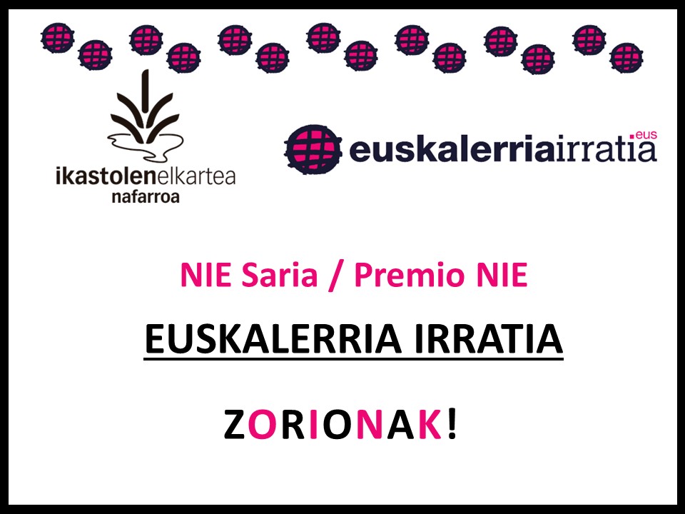 NafarIkastolak's tweet photo. NIE SARIA 2022 EUSKALERRIA IRRATIARI - ZORIONAK!!!
NIEk Komunikazio eremuan euskararen eta euskal kulturaren alde egin duen lana goraipatu nahi du, eta eskerrak eman nahi dizkio ikastolekin eta Nafarroa Oinezekin beti izan duen lankidetza bereziagatik.
@fm983irratia #NIESaria https://t.co/h86wAA3MT7